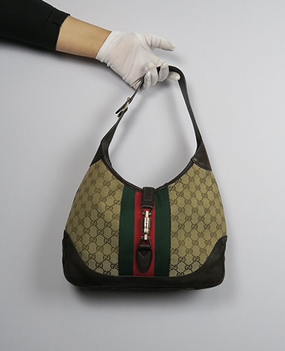 GG Canvas Vintage Web New Jackie Shoulder Bag, front view